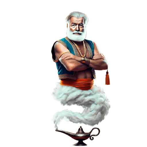 Ernest Hemingway as a genie.